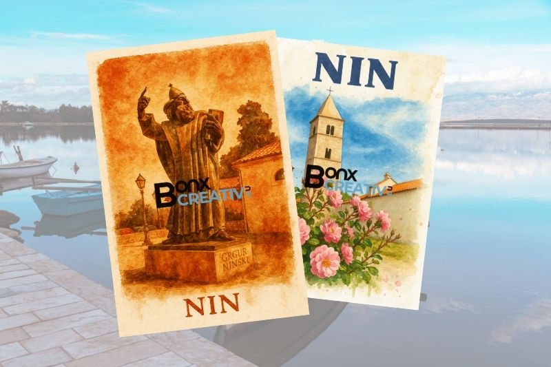 NIN 2 Set magneta Nin Hrvatska sa spomenikom Grgura iz Nina i historijskom crkvom